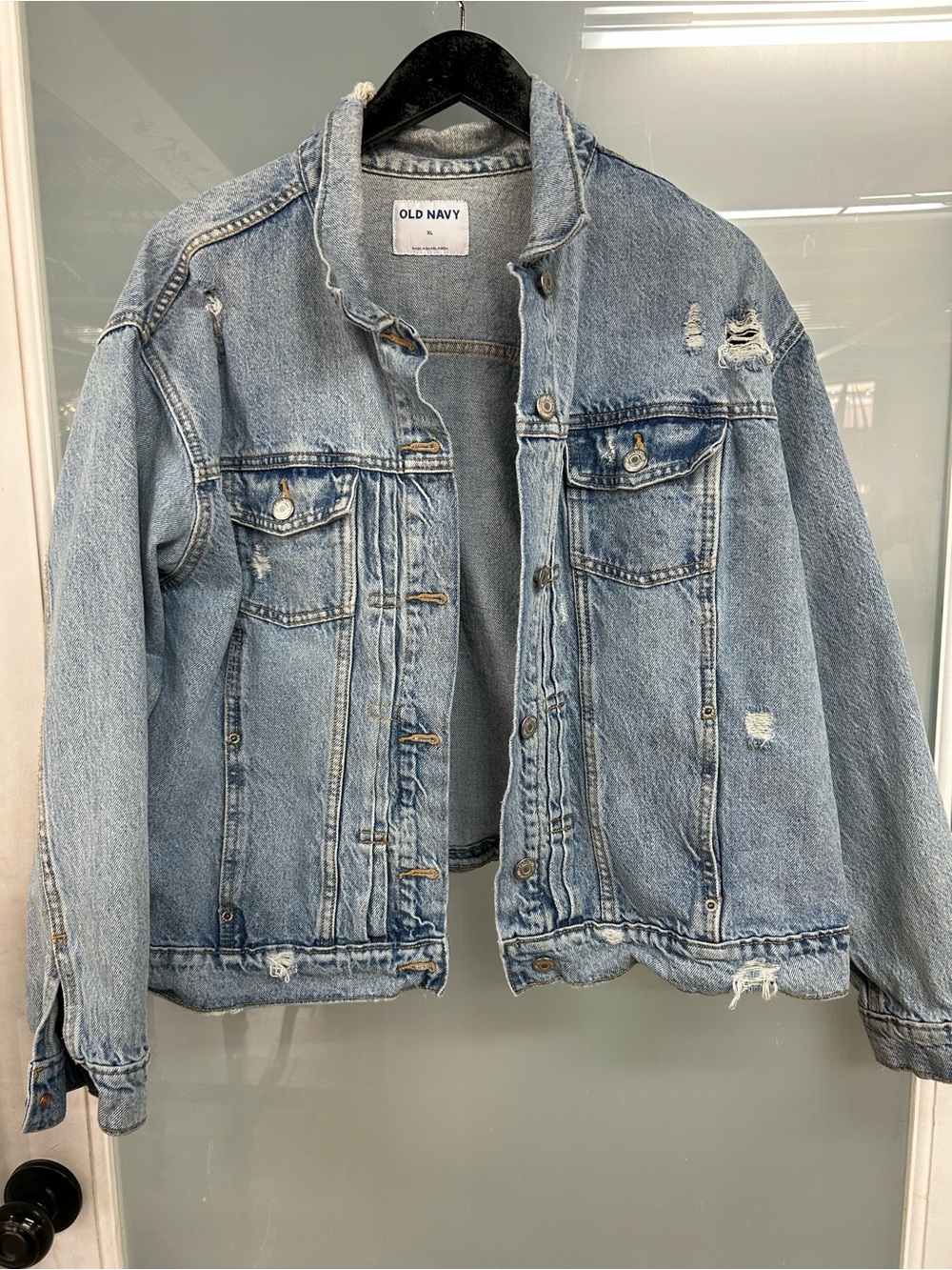 Old Navy Light Blue Distressed Denim Jacket